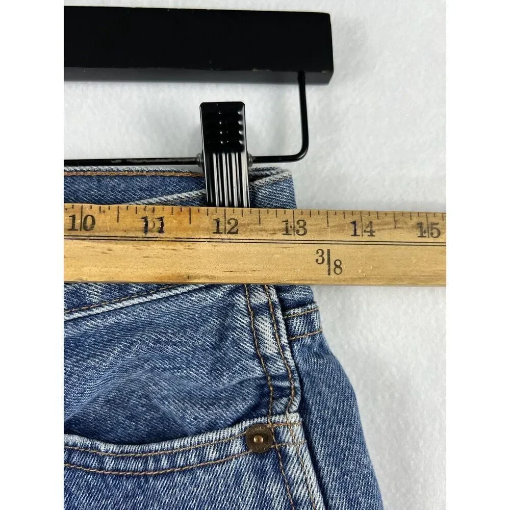 Re/Done Jeans women's‎ 24 Blue high rise ankle button fly Mid Wash Raw Hem